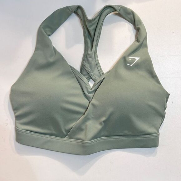 Gymshark Crossover‎ Sports Bra - Desert Sage Green women’s XS-extra Small-NWT - Picture 1 of 5